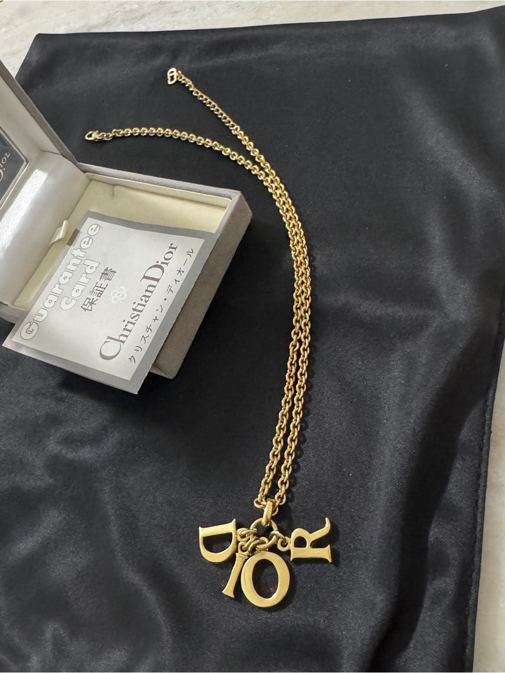 Dior Gold Logo Letter Charm Necklace